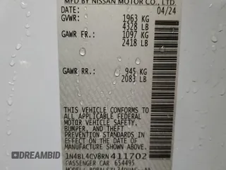 2024 Nissan Altima SR with VIN 1N4BL4CV8RN411702, listed as a Copart auction lot 50154555 with 8,680 mi miles and Salvage Title. Bid and sale history available at carsss.com. Image 13.
