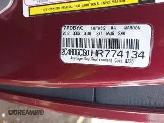 2017 Dodge Grand Caravan SXT with VIN 2C4RDGCG0HR774134, listed as a IAAI auction lot 42072621 with 90,753 mi miles and . Bid and sale history available at DreamBid. Image 9.