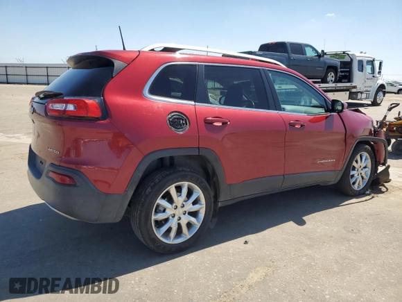 2016 Jeep Cherokee Limited with VIN 1C4PJLDBXGW281885, listed as a Copart auction lot 57126395 with 90,100 mi miles and Salvage title. Bid and sale history available at DreamBid. Image 3.