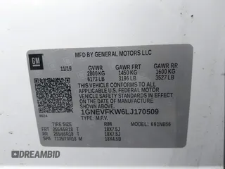 2020 Chevrolet Traverse LS with VIN 1GNEVFKW6LJ170509, listed as a IAAI auction lot 41880533 with 117,850 mi miles. Bid and sale history available at carsss.com. Image 9.