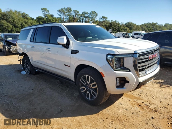 2023 GMC Yukon XL AT4 with VIN 1GKS2HKL2PR244042, listed as a Copart auction lot 80441114 with 27,061 mi miles and Salvage Title. Bid and sale history available at carsss.com. Image 4.