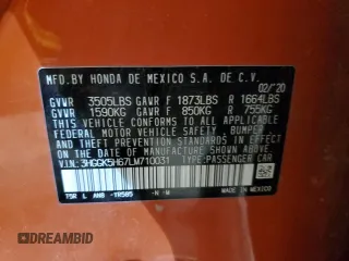 2020 Honda Fit Sport z VIN 3HGGK5H67LM710031, wystawiony jako Copart lot #45479855 z przebiegiem 71 995 mil mil oraz Szkoda całkowita • Salvage title. Historia ofert i sprzedaży dostępna na DreamBid. Obrazek 13.