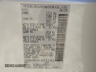 2019 Nissan Pathfinder SL with VIN 5N1DR2MN3KC625241, listed as a IAAI auction lot 41900008 with 156,509 mi miles and . Bid and sale history available at DreamBid. Image 9.
