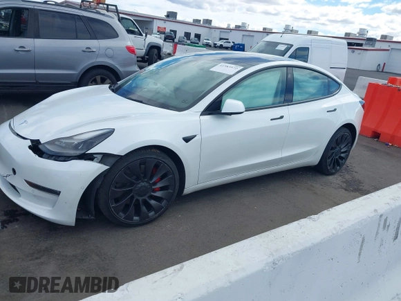 2022 Tesla Model 3 Performance with VIN 5YJ3E1EC6NF111958, listed as a IAAI auction lot 41583972 with 28,431 mi miles and . Bid and sale history available at DreamBid. Image 2.