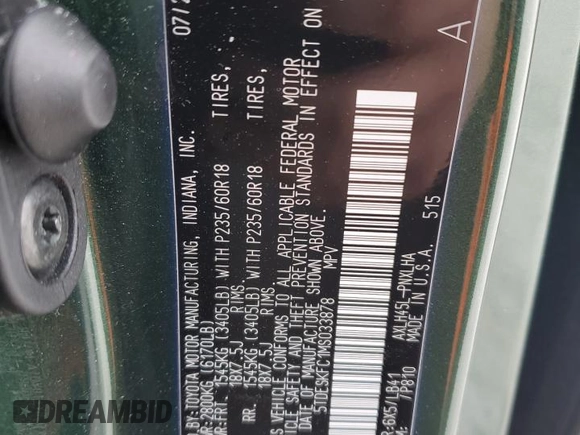 2021 Toyota Sienna Limited with VIN 5TDESKFC1MS033878, listed as a Copart auction lot 42054605 with 64,821 mi miles and Salvage Title. Bid and sale history available at DreamBid. Image 14.