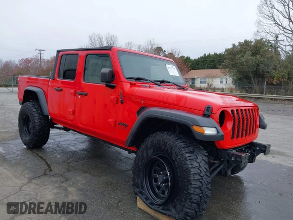 2020 Jeep Gladiator Sport S with VIN 1C6HJTAG3LL108524, listed as a IAAI auction lot 41737270 with 76,545 mi miles. Bid and sale history available at carsss.com. Image 1.