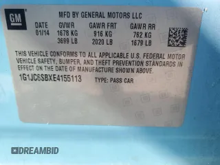 2014 Chevrolet Sonic LT with VIN 1G1JC6SBXE4155113, listed as a Copart auction lot 60866464 with 99,695 mi miles and Salvage Title. Bid and sale history available at carsss.com. Image 12.