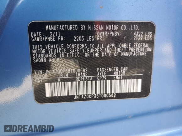 2011 Nissan LEAF SL with VIN JN1AZ0CP3BT000582, listed as a Copart auction lot 42236045 with 0 mi miles and Clean Title. Bid and sale history available at carsss.com. Image 13.