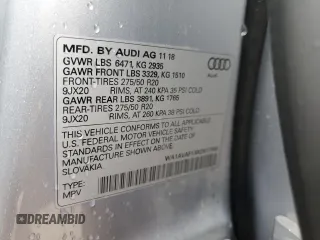 2019 Audi Q8 Premium with VIN WA1AVAF1XKD017065, listed as a Copart auction lot 37244513 with 54,174 mi miles. Bid and sale history available at carsss.com. Image 15.