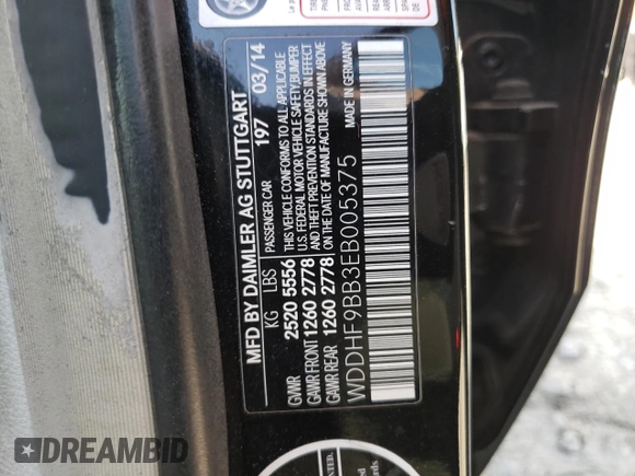 2014 Mercedes-Benz E 550 Sport with VIN WDDHF9BB3EB005375, listed as a Copart auction lot 53358995 with 144,503 mi miles and Salvage Title. Bid and sale history available at DreamBid. Image 12.