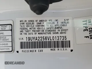 1997 Acura CL Premium z VIN 19UYA2256VL013735, wystawiony jako Copart lot #55453395 z przebiegiem 181 929 mil mil oraz Szkoda całkowita • Salvage title. Historia ofert i sprzedaży dostępna na DreamBid. Obrazek 12.