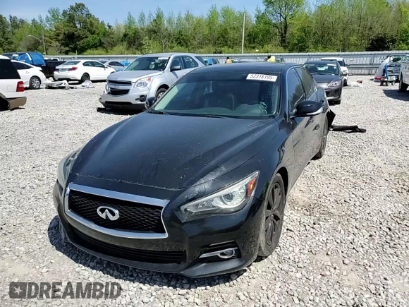 2014 Infiniti Q50 with VIN JN1BV7AP4EM687999, listed as a Copart auction lot 52318195 with 155,516 mi miles and Salvage title. Bid and sale history available at DreamBid. Image 11.