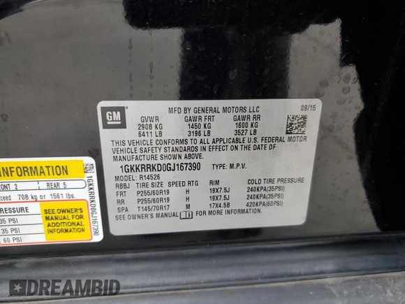 2016 GMC Acadia SLT with VIN 1GKKRRKD0GJ167390, listed as a Copart auction lot 47880055 with 94,518 mi miles and Salvage Title. Bid and sale history available at carsss.com. Image 13.