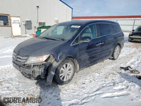 2016 Honda Odyssey EX z VIN 5FNRL5H43GB149856, wystawiony jako Copart lot #44591485 z przebiegiem 109 658 mil mil oraz Szkoda całkowita • Salvage title. Historia ofert i sprzedaży dostępna na DreamBid. Obrazek 1.
