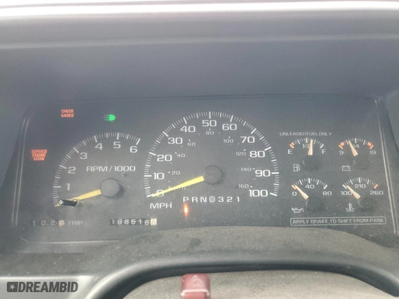 1997 Chevrolet Tahoe with VIN 1GNEK13R7VJ362707, listed as a Copart auction lot 43449635 with 198,516 mi miles and Salvage Title. Bid and sale history available at carsss.com. Image 9.
