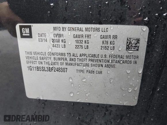 2014 Chevrolet Malibu LS with VIN 1G11B5SL3EF248307, listed as a IAAI auction lot 41635996 with 113,859 mi miles and . Bid and sale history available at DreamBid. Image 9.