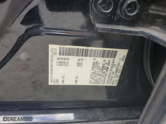 2012 Nissan Maxima 3.5 S w/Limited Edition Pkg with VIN 1N4AA5AP0CC836684, listed as a Copart auction lot 82780364 with 143,553 mi miles and Salvage Title. Bid and sale history available at carsss.com. Image 14.
