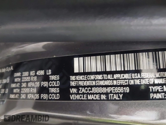 2017 Jeep Renegade Altitude с VIN ZACCJBBB8HPE65619, выставлен на аукционе IAAI как лот 42509226 с пробегом 122 461 миль миль и . История ставок и продаж доступна на DreamBid. Изображение 9.