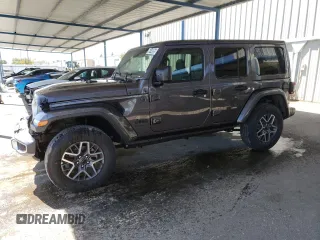 2025 Jeep Wrangler Sahara with VIN 1C4PJXEN9SW555571, listed as a Copart auction lot 66148955 with 7,278 mi miles and Clean title. Bid and sale history available at DreamBid. Image 1.