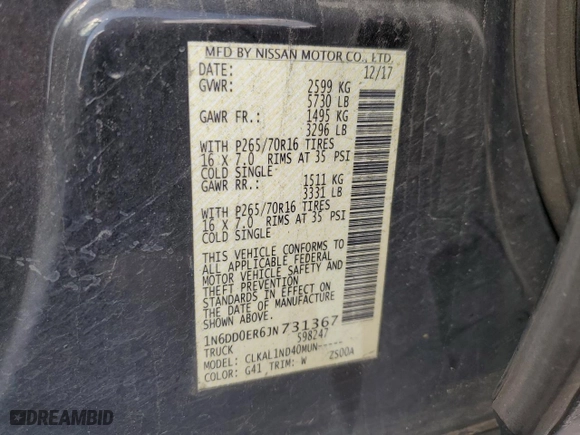 2018 Nissan Frontier S with VIN 1N6DD0ER6JN731367, listed as a Copart auction lot 72153394 with 205,834 mi miles and Salvage Title. Bid and sale history available at carsss.com. Image 13.