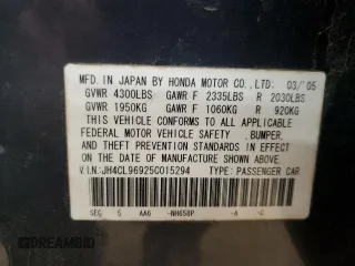 2005 Acura TSX with VIN JH4CL96925C015294, listed as a Copart auction lot 46706735 with 162,900 mi miles and Salvage Title. Bid and sale history available at carsss.com. Image 12.
