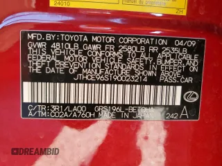 2009 Lexus GS 350 with VIN JTHCE96S190023214, listed as a Copart auction lot 49878385 with 74,678 mi miles and Salvage Title. Bid and sale history available at carsss.com. Image 13.