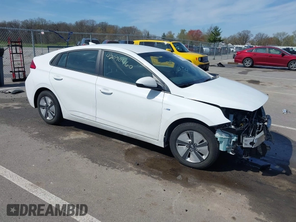 2019 Hyundai Ioniq Blue with VIN KMHC65LCXKU166533, listed as a IAAI auction lot 42090460 with 109,703 mi miles and . Bid and sale history available at DreamBid. Image 1.