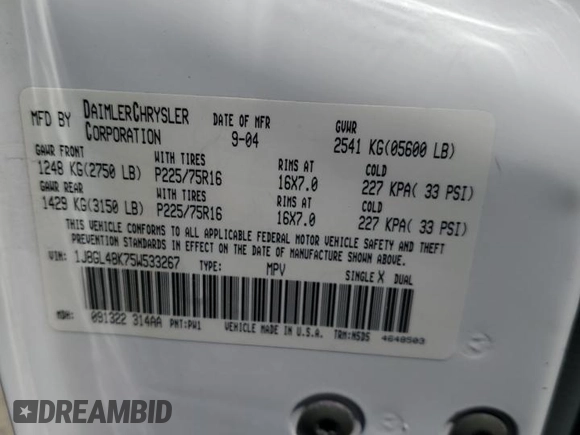 2005 Jeep Liberty Sport with VIN 1J8GL48K75W533267, listed as a Copart auction lot 55229435 with 154,305 mi miles and Salvage Title. Bid and sale history available at DreamBid. Image 12.
