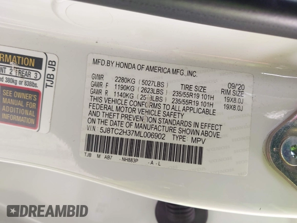 2021 Acura RDX с VIN 5J8TC2H37ML006902, выставлен на аукционе IAAI как лот 42327370 с пробегом 50 451 миль миль и . История ставок и продаж доступна на DreamBid. Изображение 9.