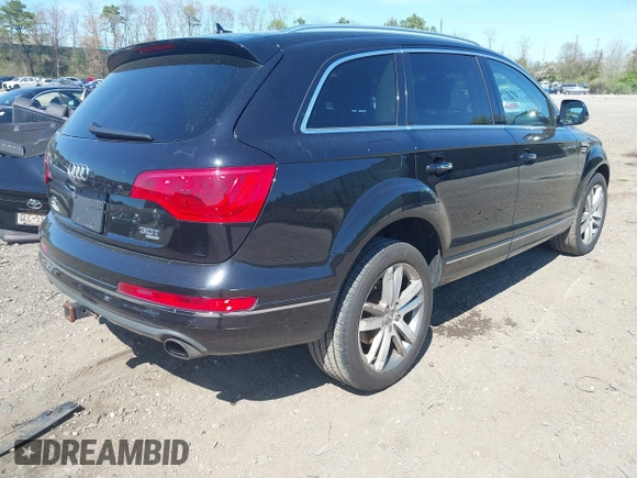 2014 Audi Q7 Premium Plus with VIN WA1LGAFE5ED014701, listed as a IAAI auction lot 42107552 with 98,919 mi miles and . Bid and sale history available at DreamBid. Image 4.