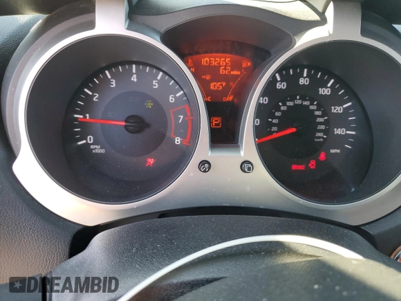 2015 Nissan Juke SV with VIN JN8AF5MVXFT563820, listed as a Copart auction lot 56434305 with 103,265 mi miles and Salvage title. Bid and sale history available at DreamBid. Image 9.