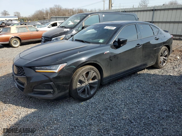 2021 Acura TLX w/A-Spec Package with VIN 19UUB5F58MA016749, listed as a Copart auction lot 45724805 with 0 mi miles and Salvage Title. Bid and sale history available at carsss.com. Image 1.