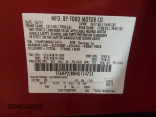 2017 Ford Taurus Limited with VIN 1FAHP2J80HG114751, listed as a Copart auction lot 88429775 with 89,622 mi miles and Salvage Title. Bid and sale history available at DreamBid. Image 12.