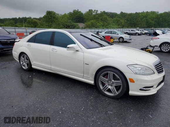 2012 Mercedes-Benz S 550 with VIN WDDNG9EB6CA454404, listed as a Copart auction lot 58082345 with 107,699 mi miles and Salvage title. Bid and sale history available at DreamBid. Image 4.