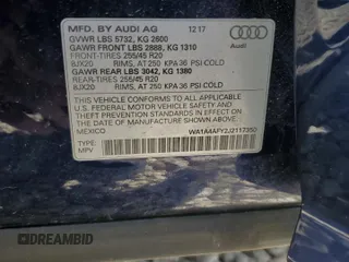 2018 Audi SQ5 Premium Plus with VIN WA1A4AFY2J2117350, listed as a Copart auction lot 48112954 with 70,119 mi miles and . Bid and sale history available at DreamBid. Image 13.