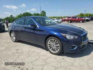 2021 Infiniti Q50 Luxe with VIN JN1EV7BR7MM755031, listed as a Copart auction lot 57383075 with 35,903 mi miles and Salvage title. Bid and sale history available at DreamBid. Image 4.