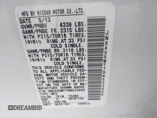 2013 Nissan Rogue S with VIN JN8AS5MT7DW533888, listed as a IAAI auction lot 42089120 with 114,332 mi miles. Bid and sale history available at carsss.com. Image 9.
