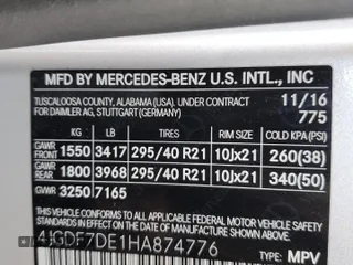 2017 Mercedes-Benz GLS 550 with VIN 4JGDF7DE1HA874776, listed as a Copart auction lot 43301714 with 97,583 mi miles and . Bid and sale history available at DreamBid. Image 16.