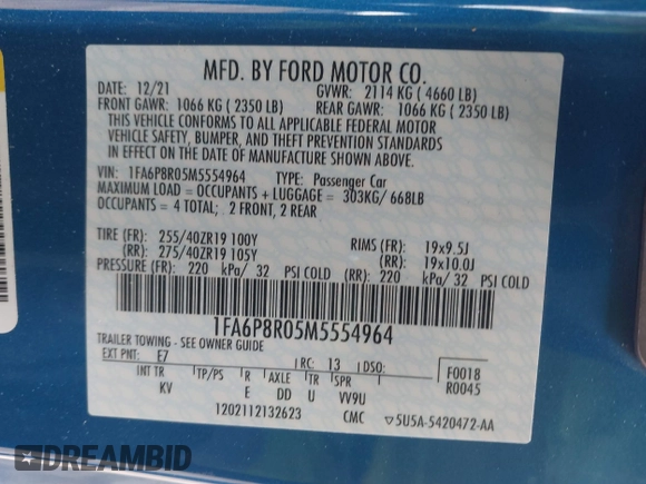 2021 Ford Mustang Mach 1 with VIN 1FA6P8R05M5554964, listed as a IAAI auction lot 41694871 with 38,788 mi miles. Bid and sale history available at carsss.com. Image 9.