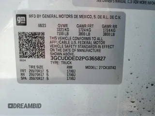 2023 Chevrolet Silverado 1500 LT with VIN 3GCUDDED2PG365827, listed as a Copart auction lot 42944185 with 36,423 mi miles and Clean Title. Bid and sale history available at carsss.com. Image 14.