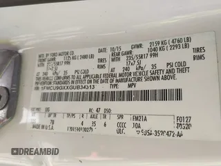 2016 Ford Escape SE с VIN 1FMCU9GXXGUB34313, выставлен на аукционе IAAI как лот 41824182 с пробегом Не указан миль и . История ставок и продаж доступна на DreamBid. Изображение 9.