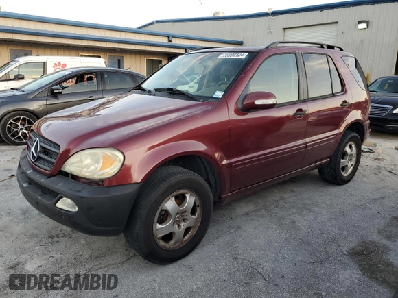 2002 Mercedes-Benz M-Class with VIN 4JGAB54E72A300774, listed as a Copart auction lot 75990134 with 312,541 mi miles and Salvage Title. Bid and sale history available at carsss.com. Image 1.