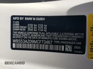 2021 BMW M4 with VIN WBS53AZ09MCF73467, listed as a Copart auction lot 72576704 with 15,437 mi miles and Salvage Title. Bid and sale history available at carsss.com. Image 14.