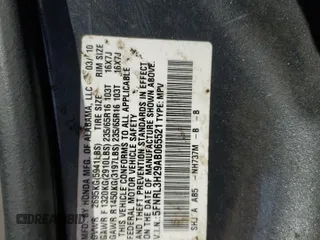 2010 Honda Odyssey LX with VIN 5FNRL3H29AB065521, listed as a Copart auction lot 45743455 with 128,389 mi miles and Salvage Title. Bid and sale history available at carsss.com. Image 15.
