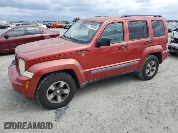 2008 Jeep Liberty Sport with VIN 1J8GN28K58W283952, listed as a Copart auction lot 53860535 with 177,813 mi miles and Salvage Title. Bid and sale history available at DreamBid. Image 1.