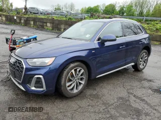 2023 Audi Q5 S line Premium with VIN WA1GAAFYXP2157574, listed as a Copart auction lot 55911315 with 17,830 mi miles and Salvage title. Bid and sale history available at DreamBid. Image 1.