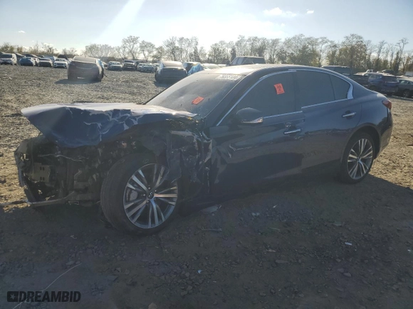 2020 Infiniti Q50 3.0t SPORT with VIN JN1EV7AR9LM250849, listed as a Copart auction lot 79355104 with 75796 miles and Salvage Title. Bid and sale history available at carsss.com. Image 1.