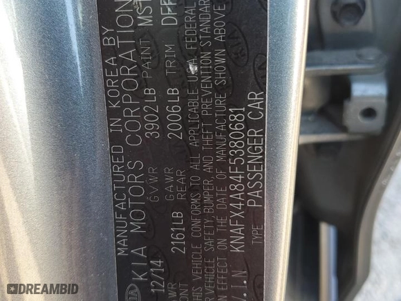 2015 Kia Forte EX with VIN KNAFX4A84F5380681, listed as a Copart auction lot 48704325 with 129,296 mi miles and Clean Title. Bid and sale history available at carsss.com. Image 13.