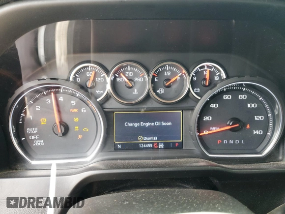 2020 Chevrolet Silverado 1500 LTZ with VIN 1GCUYGED7LZ107657, listed as a Copart auction lot 83054464 with 124,455 mi miles and Salvage Title. Bid and sale history available at DreamBid. Image 9.