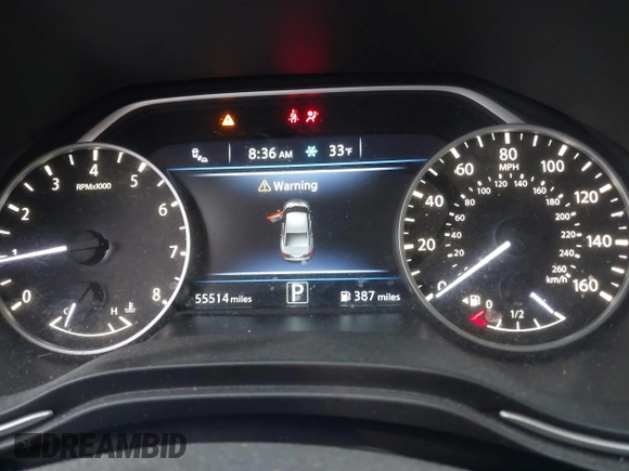 2019 Nissan Maxima SV with VIN 1N4AA6AV2KC364328, listed as a IAAI auction lot 41509374 with 55,514 mi miles. Bid and sale history available at carsss.com. Image 7.